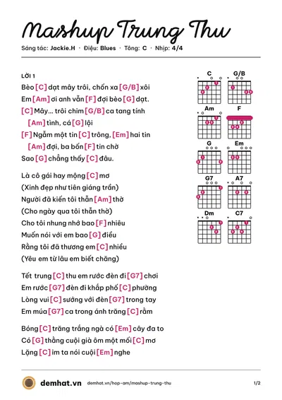 Hợp âm Mashup Trung Thu (Hịn) – bản nhạc PDF trang 1, tông C
