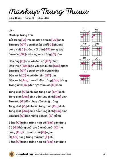 Hợp âm Mashup Trung Thuuu – bản nhạc PDF trang 1, tông C