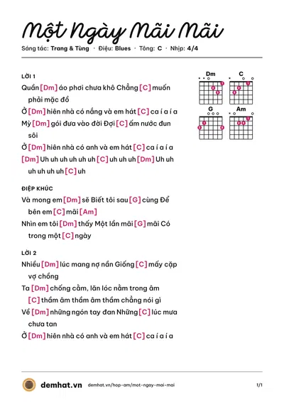 Hợp âm Một Ngày Mãi Mãi (Tùng) – bản nhạc PDF trang 1, tông C