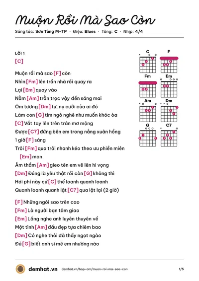 Hợp âm Muộn Rồi Mà Sao Còn (Sơn Tùng M-TP) – bản nhạc PDF trang 1, tông C