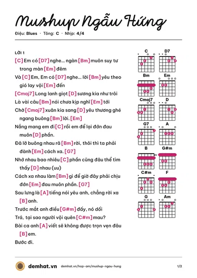 Hợp âm Mushup Ngẫu Hứng – bản nhạc PDF trang 1, tông C