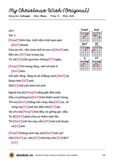 Hợp âm My Christmas Wish (Original) (hnhngan) – bản nhạc PDF trang 1, tông C