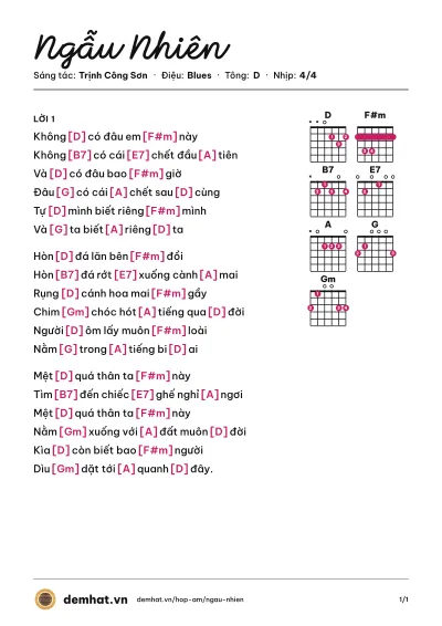 Hợp âm Ngẫu Nhiên (Khánh Ly) – bản nhạc PDF trang 1, tông D