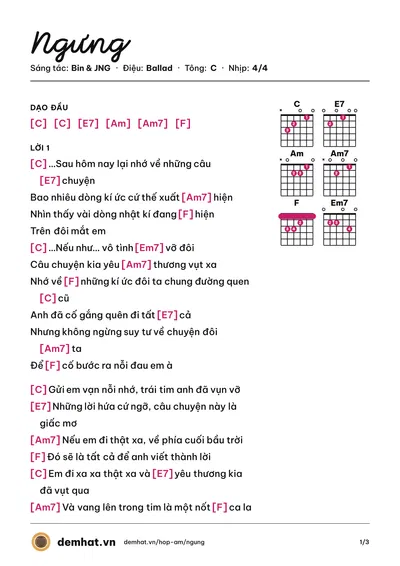 Hợp âm Ngưng (JNG) – bản nhạc PDF trang 1, tông C
