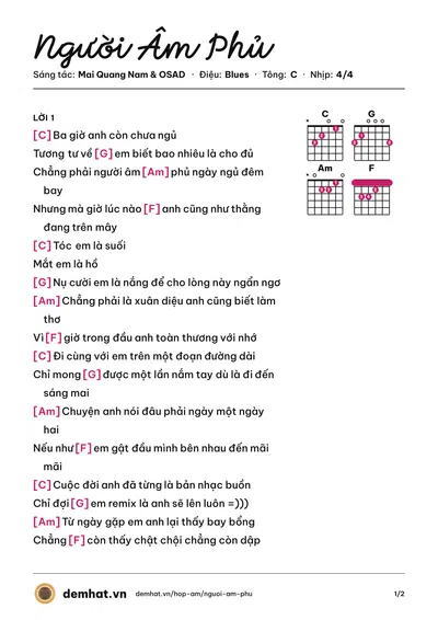 Hợp âm Người Âm Phủ (Mai Quang Nam) – bản nhạc PDF trang 1, tông C
