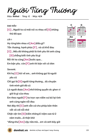 Hợp âm Người Từng Thương (Sukai) – bản nhạc PDF trang 1, tông C