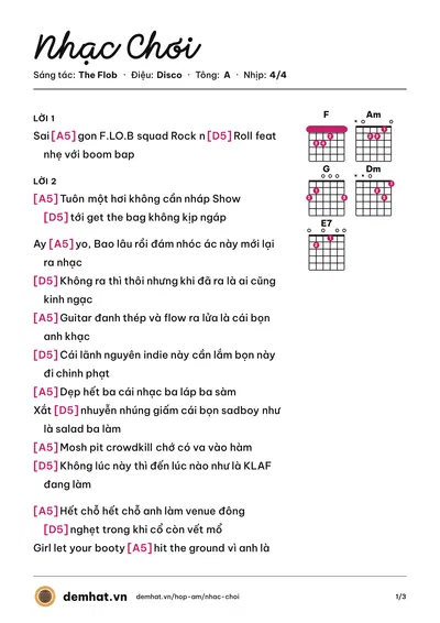 Hợp âm Nhạc Chơi (The Flob) – bản nhạc PDF trang 1, tông A
