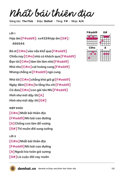 Hợp âm Nhất bái thiên địa (The Flob) – bản nhạc PDF trang 1, tông F#