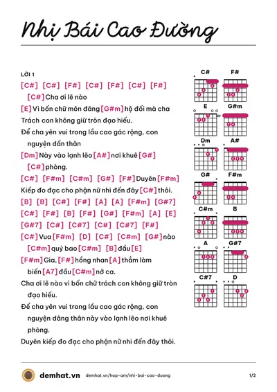 Hợp âm Nhị Bái Cao Đường (The Flob) – bản nhạc PDF trang 1