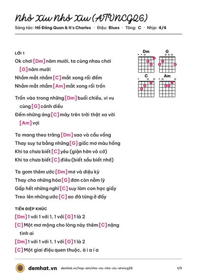 Hợp âm Nhỏ Xíu Nhỏ Xiu (ATVNCG26) (It's Charles) – bản nhạc PDF trang 1, tông C