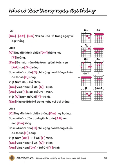 Hợp âm Như có Bác trong ngày đại thắng (Tốp ca nam nhạc viện) – bản nhạc PDF trang 1