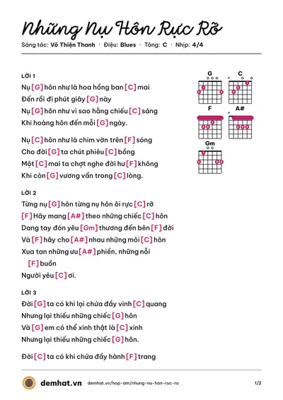 Hợp âm Những Nụ Hôn Rực Rỡ (4U) – bản nhạc PDF trang 1, tông C