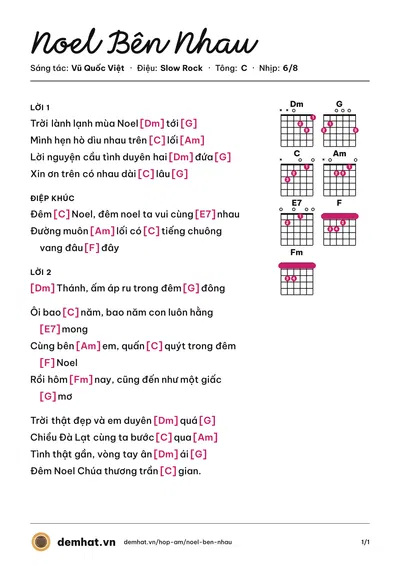Hợp âm Noel Bên Nhau (Đàm Vĩnh Hưng) – bản nhạc PDF trang 1, tông C