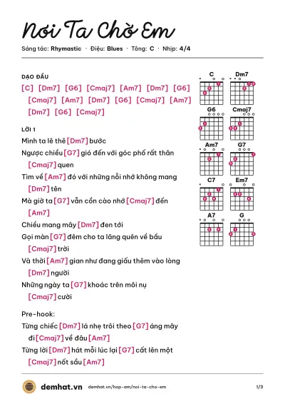 Hợp âm Nơi Ta Chờ Em (Will) – bản nhạc PDF trang 1, tông C