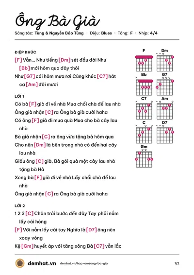 Hợp âm Ông Bà Già (Tùng) – bản nhạc PDF trang 1, tông F