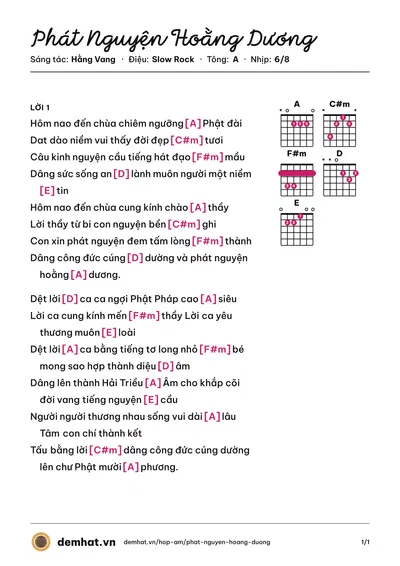 Hợp âm Phát Nguyện Hoằng Dương (Vân Khánh) – bản nhạc PDF trang 1, tông A