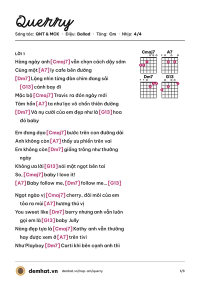 Hợp âm Querry (QNT) – bản nhạc PDF trang 1, tông Cm