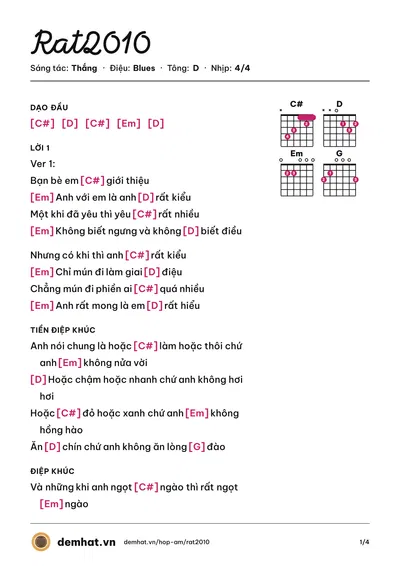 Hợp âm Rat2010 (Thắng) – bản nhạc PDF trang 1, tông D