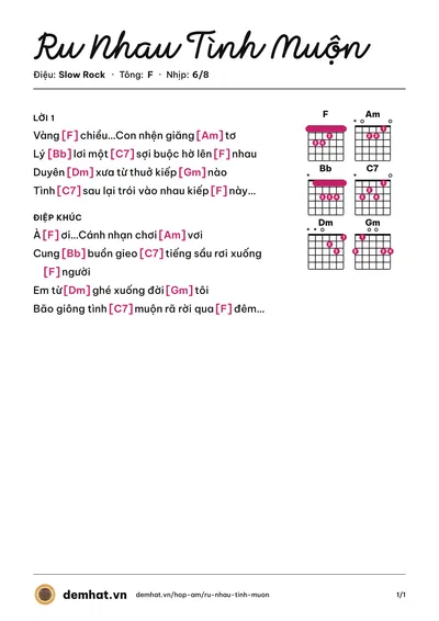 Hợp âm Ru Nhau Tình Muộn – bản nhạc PDF trang 1, tông F