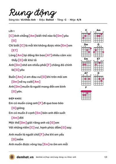 Hợp âm Rung động (Dương Edward) – bản nhạc PDF trang 1, tông C
