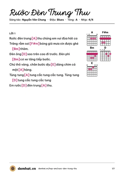 Hợp âm Rước Đèn Trung Thu (Bé Bảo An) – bản nhạc PDF trang 1, tông A