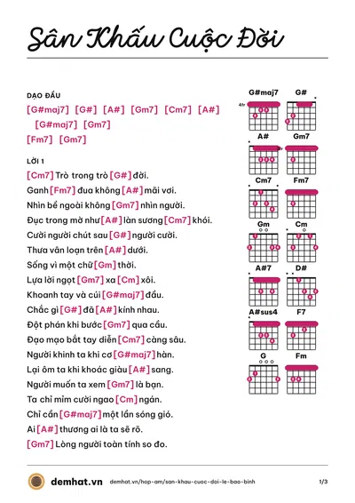Hợp âm Sân Khấu Cuộc Đời (Lê Bảo Bình) – bản nhạc PDF trang 1