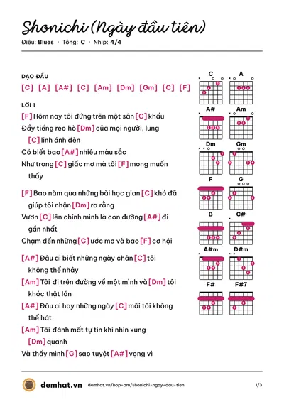 Hợp âm Shonichi (Ngày đầu tiên) (SGO48) – bản nhạc PDF trang 1, tông C