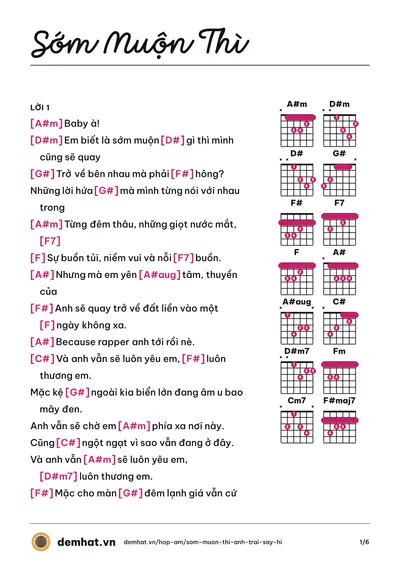 Hợp âm Sớm Muộn Thì (Anh Trai Say Hi) – bản nhạc PDF trang 1