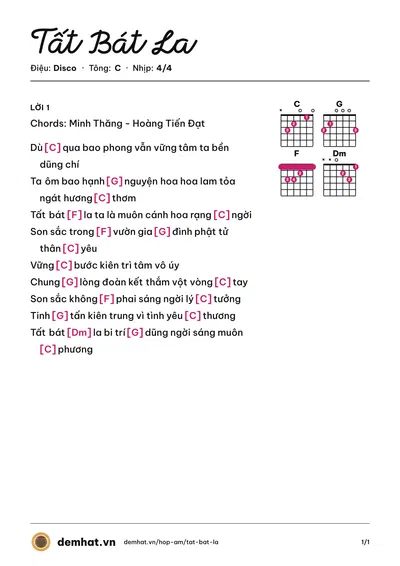 Hợp âm Tất Bát La – bản nhạc PDF trang 1, tông C
