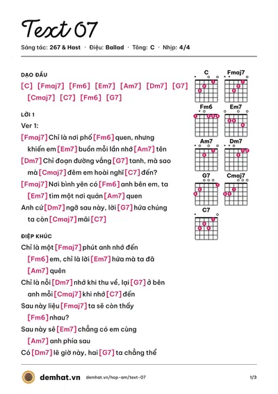 Hợp âm Text 07 (267) – bản nhạc PDF trang 1, tông C