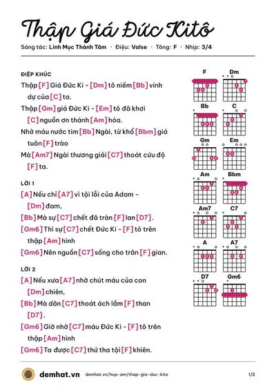 Hợp âm Thập Giá Đức Kitô (Ca Đoàn) – bản nhạc PDF trang 1, tông F