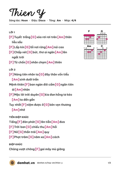 Hợp âm Thien Y (Jena) – bản nhạc PDF trang 1, tông Am