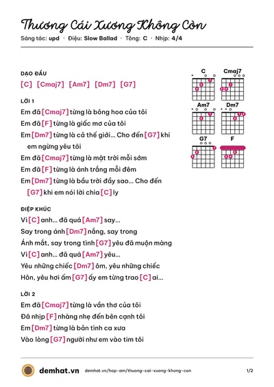 Hợp âm Thương Cái Xương Không Còn (upd) – bản nhạc PDF trang 1, tông C