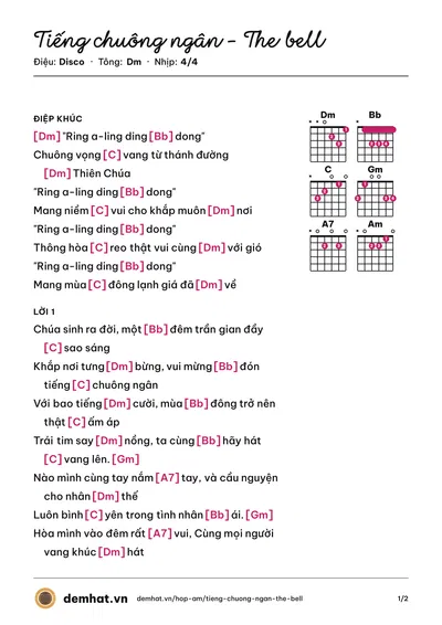 Hợp âm Tiếng chuông ngân - The bell (The Bell) – bản nhạc PDF trang 1, tông Dm
