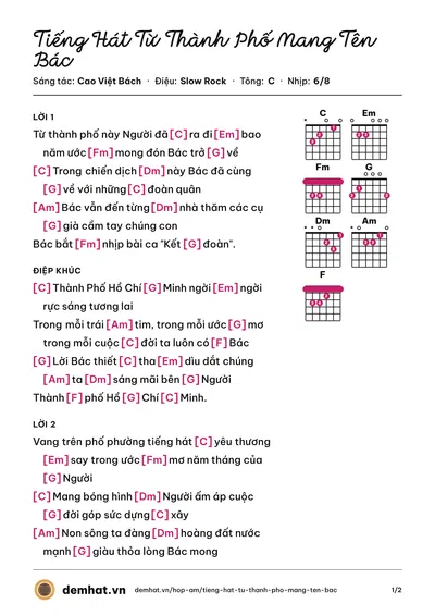 Hợp âm Tiếng Hát Từ Thành Phố Mang Tên Bác (Trọng Tấn) – bản nhạc PDF trang 1, tông C