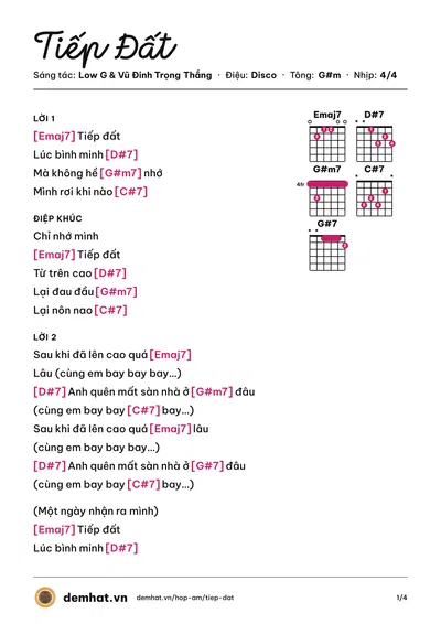 Hợp âm Tiếp Đất (Low G) – bản nhạc PDF trang 1, tông G#m