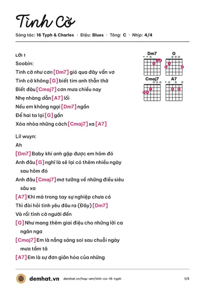 Hợp âm Tình Cờ (Soobin Hoàng Sơn) – bản nhạc PDF trang 1, tông C