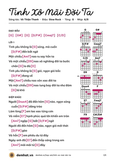 Hợp âm Tình Xô Mãi Đời Ta (Nguyên Thảo) – bản nhạc PDF trang 1, tông G