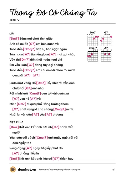 Hợp âm Trong Đó Có Chúng Ta (BAE Khánh Huyền) – bản nhạc PDF trang 1, tông C