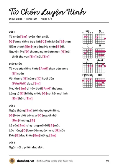 Hợp âm Từ Chốn Luyện Hình (Lm Nguyễn Sang) – bản nhạc PDF trang 1, tông Em