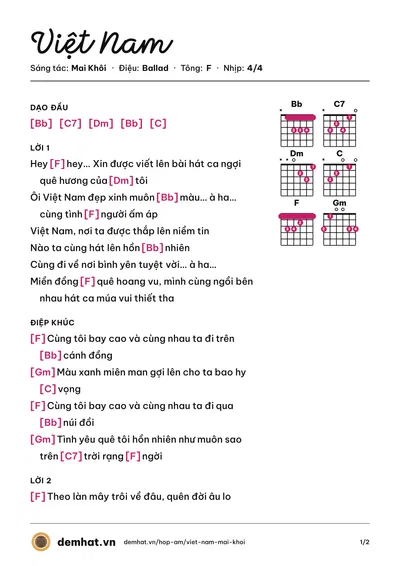 Hợp âm Việt Nam (Mai Khôi) – bản nhạc PDF trang 1, tông F