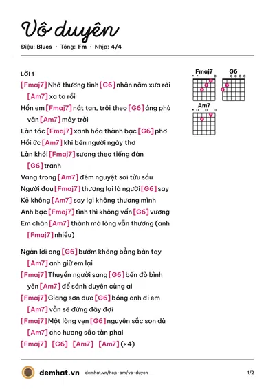Hợp âm Vô duyên (Suzie) – bản nhạc PDF trang 1, tông Fm