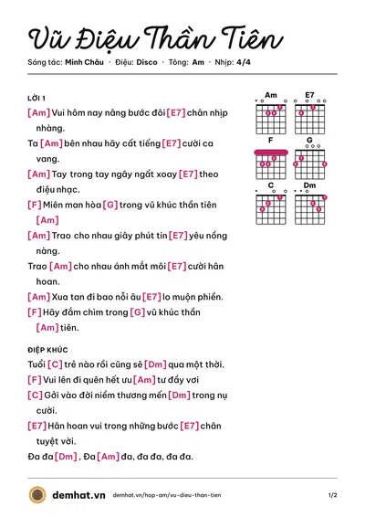 Hợp âm Vũ Điệu Thần Tiên (Tuấn Hưng) – bản nhạc PDF trang 1, tông Am