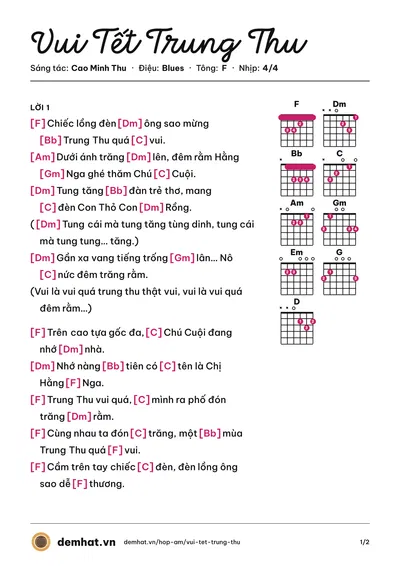 Hợp âm Vui Tết Trung Thu (Lê Như) – bản nhạc PDF trang 1, tông F