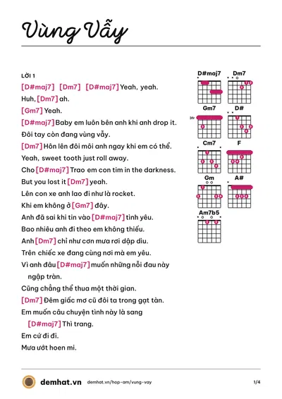 Hợp âm Vùng Vẫy (DANGRANGTO) – bản nhạc PDF trang 1
