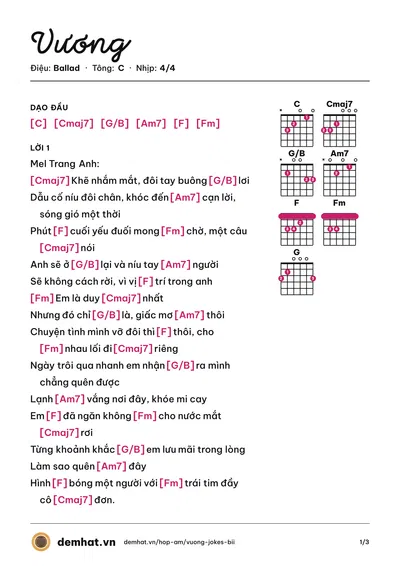 Hợp âm Vương (JokeS Bii) – bản nhạc PDF trang 1, tông C