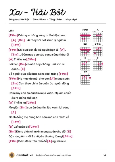 Hợp âm Xa - Hải Bôt (Quái Vật Tí Hon) – bản nhạc PDF trang 1, tông F#m